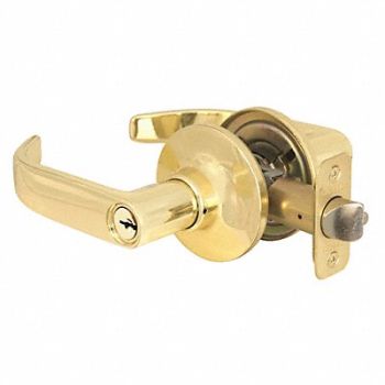 MASTER LOCK Lever Lockset Bright Brass Return Style, 492W11