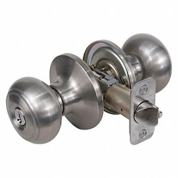 MASTER LOCK Knob Lockset Rusk Style Satin Nickel, 492W27