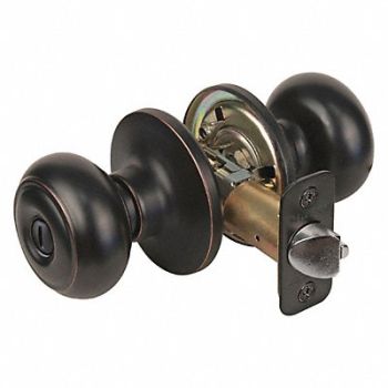 MASTER LOCK Knob Lockset Rusk Style Aged Bronze, 492W39