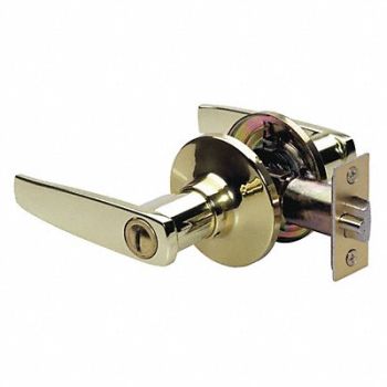 MASTER LOCK Lever Lockset Polished Brss Strght Style, 492W51