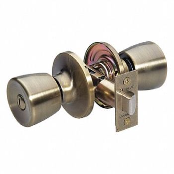 MASTER LOCK Knob Lockset Tulip Style Antique Brass, 492W56