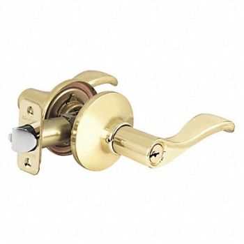 MASTER LOCK Lever Lockset Polished Brass Wave Style, 492W61