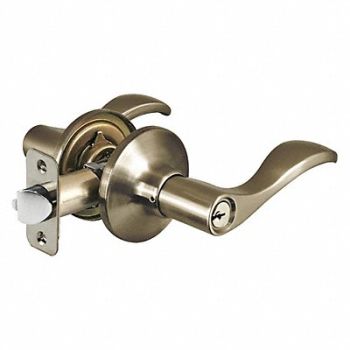 MASTER LOCK Lever Lockset Antique Brass Wave Style, 492W63