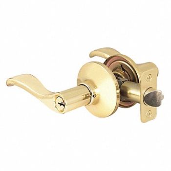 MASTER LOCK Lever Lockset Bright Brass Wave Style, 492W65
