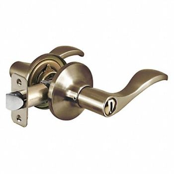 MASTER LOCK Lever Lockset Antique Brass Wave Style, 492W66