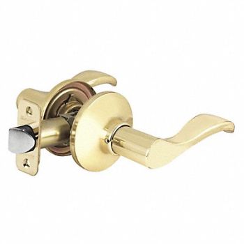 MASTER LOCK Lever Lockset Polished Brass Wave Style, 492W67