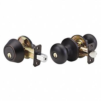 MASTER LOCK Knob Lockset Biscuit Style Aged Bronze, 492X04
