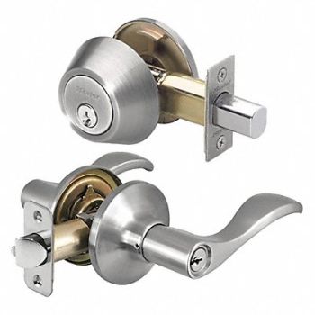 MASTER LOCK Lever Lockset Satin Nickel Wave Style, 492X16