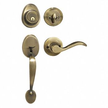 MASTER LOCK Lever Lockset Antique Brass Wave Style, 492X34