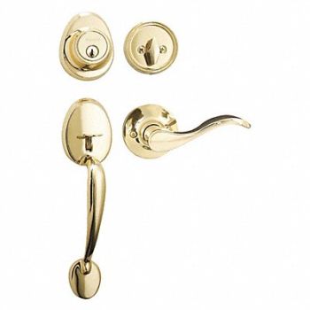 MASTER LOCK Lever Lockset Bright Brass Wave Style, 492X43