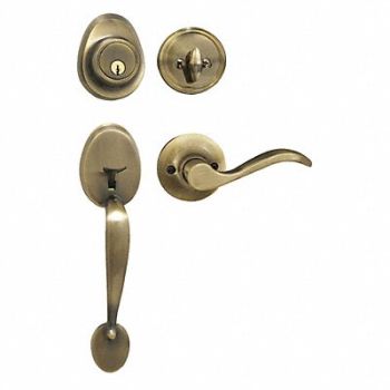 MASTER LOCK Lever Lockset Antique Brass Wave Style, 492X46