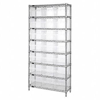 QUANTUM STORAGE SYSTEMS Bin Shlvng 36inx74inx24in Clear, 493G55
