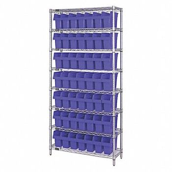 QUANTUM STORAGE SYSTEMS Bin Shlvng 36inx74inx18in Blue, 493G37