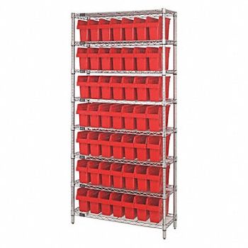 QUANTUM STORAGE SYSTEMS Bin Shlvng 36inx74inx12in Red, 493G26