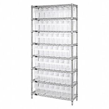 QUANTUM STORAGE SYSTEMS Bin Shlvng 36inx74inx12in Clear, 493G27