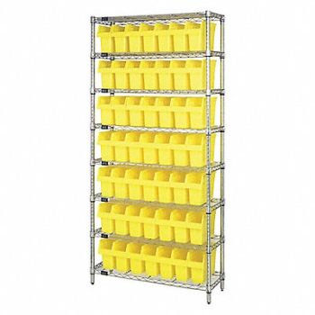 QUANTUM STORAGE SYSTEMS Bin Shlvng 36inx74inx12in Yellow, 493G28