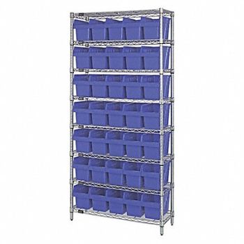QUANTUM STORAGE SYSTEMS Bin Shlvng 36inx74inx12in Blue, 493G29