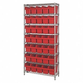 QUANTUM STORAGE SYSTEMS Bin Shlvng 36inx74inx12in Red, 493G30