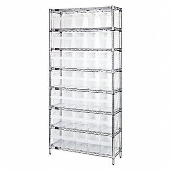 QUANTUM STORAGE SYSTEMS Bin Shlvng 36inx74inx18in Clear, 493G47