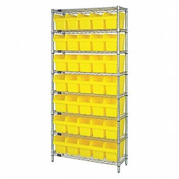 QUANTUM STORAGE SYSTEMS Bin Shlvng 36inx74inx18in Yellow, 493G48