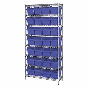 QUANTUM STORAGE SYSTEMS Bin Shlvng 36inx74inx18in Blue, 493G49