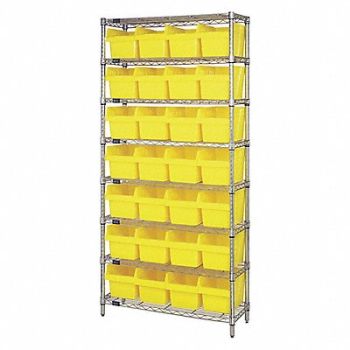QUANTUM STORAGE SYSTEMS Bin Shlvng 36inx74inx18in Yellow, 493G52