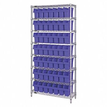 QUANTUM STORAGE SYSTEMS Bin Shlvng 36inx74inx18in Blue, 493G41