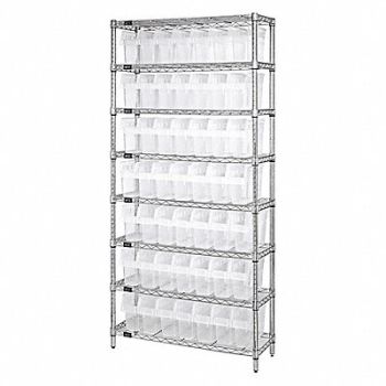 QUANTUM STORAGE SYSTEMS Bin Shlvng 36inx74inx18in Clear, 493G43