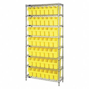 QUANTUM STORAGE SYSTEMS Bin Shlvng 36inx74inx18in Yellow, 493G44