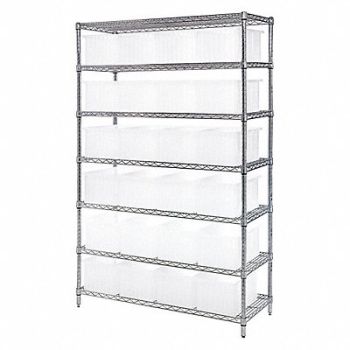 QUANTUM STORAGE SYSTEMS Bin Shlvng 18inx74inx48in Clear, 493G67