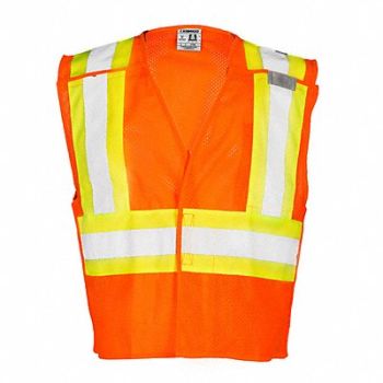 KISHIGO E6648 Breakaway Hi Vis Vest Class 2 L Orange, 9TL58