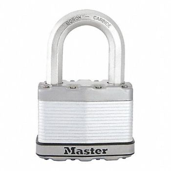 MASTER LOCK Keyed Padlock 1 3/16 in Rectangle Silver, 494K63