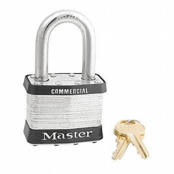 MASTER LOCK Keyed Padlock 15/16 in Rectangle Silver, 494K65