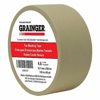 GRAINGER APPROVED Masking Tape 1/2 W 60 yd L Tan, 497C17