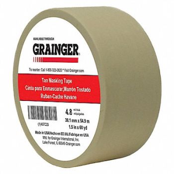 GRAINGER APPROVED Masking Tape 1 1/2 W 60 yd L Tan, 497C20