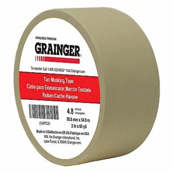 GRAINGER APPROVED Masking Tape 2 W 60 yd L Tan, 497C21