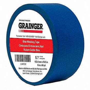 GRAINGER APPROVED Masking Tape 6 W 60 yd L Blue, 497C37
