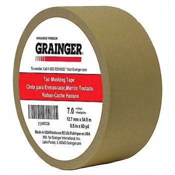 GRAINGER APPROVED Masking Tape 1/2 W 60 yd L Tan, 497C38