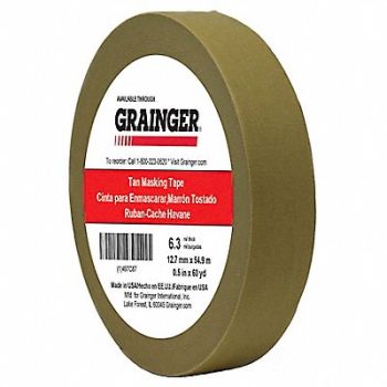 GRAINGER APPROVED Masking Tape 1/2 W 60 yd L Tan, 497C87