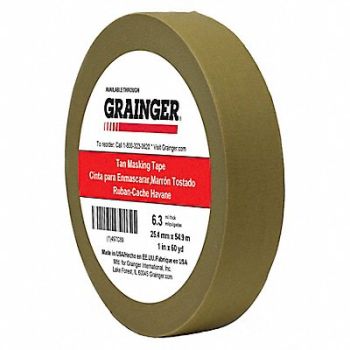 GRAINGER APPROVED Masking Tape 1 W 60 yd L Tan, 497C89