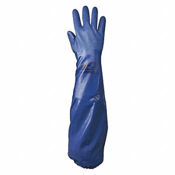 SHOWA K2041 Chemical Resistant Gloves Size 8 Blue PR, 497D74