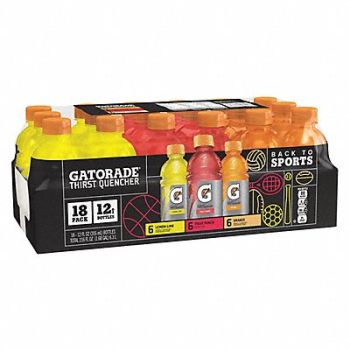 GATORADE Sports Drink Regular 12 oz PK18, 498W58
