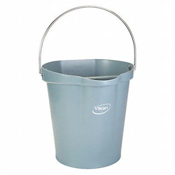 VIKAN F8439 Hygienic Bucket 3 1/4 gal Gray, 499G91
