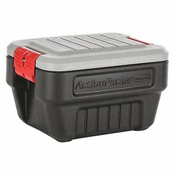 RUBBERMAID Attached Lid Ctr Black/Mica Solid HDPE, 499N13