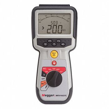 MEGGER Megohmmeter 50 to 1000V DC Backlit LCD, 49AG73