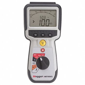 MEGGER Megohmmeter 50 to 1000V DC Backlit LCD, 49AG74