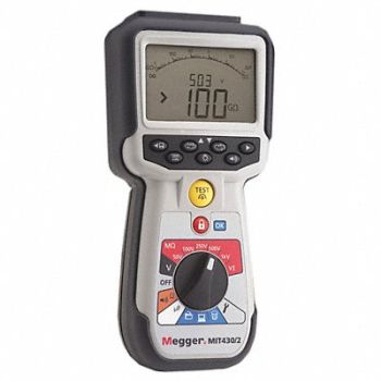 MEGGER Megohmmeter 50 to 1000V DC Backlit LCD, 49AG75