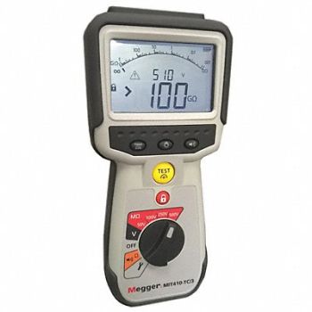MEGGER Megohmmeter 50 to 500V DC Backlit LCD, 49AG76