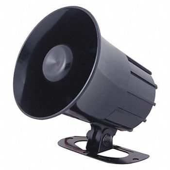 SPECO TECHNOLOGIES Weatherproof Alarm Siren 4 H Black, 49CA13