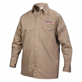 LINCOLN ELECTRIC Flame-Resistant Collared Shirt Khaki XL, 49CE49
